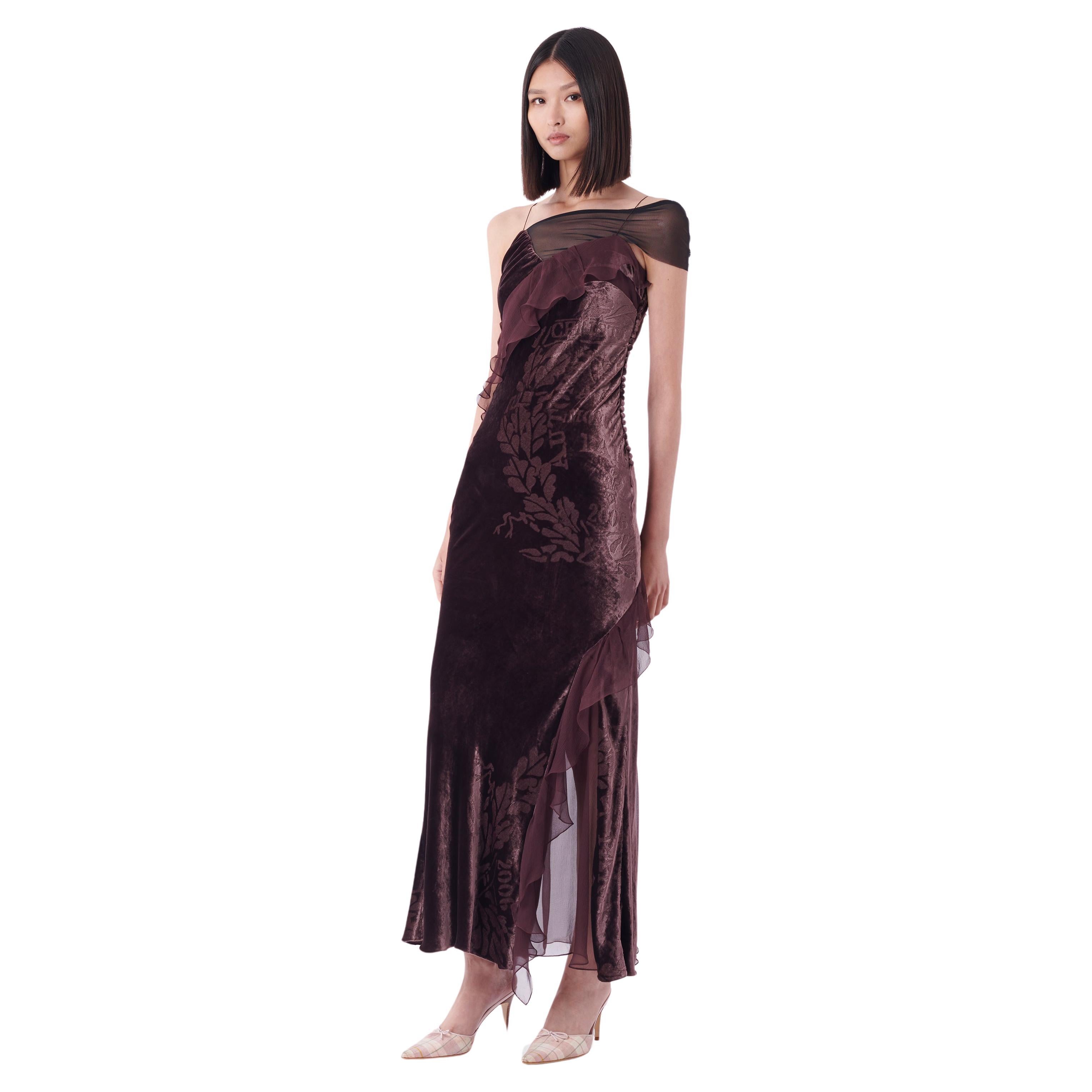 Christian Dior F/W 2006 Runway robe imprimée en velours en vente