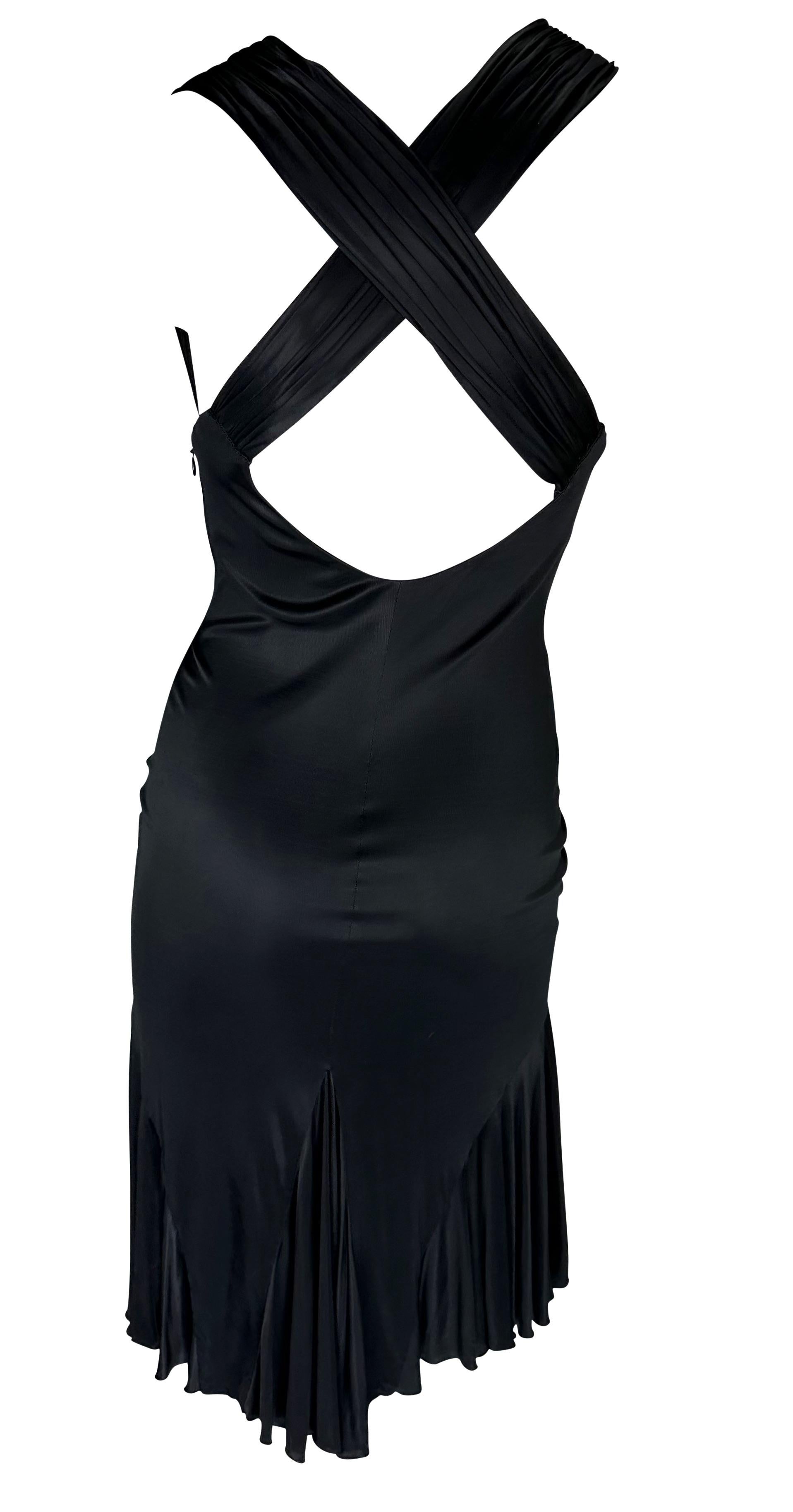 F/W 2006 Versace by Donatella Ruched Black Stretch Viscose Flare Dress 3
