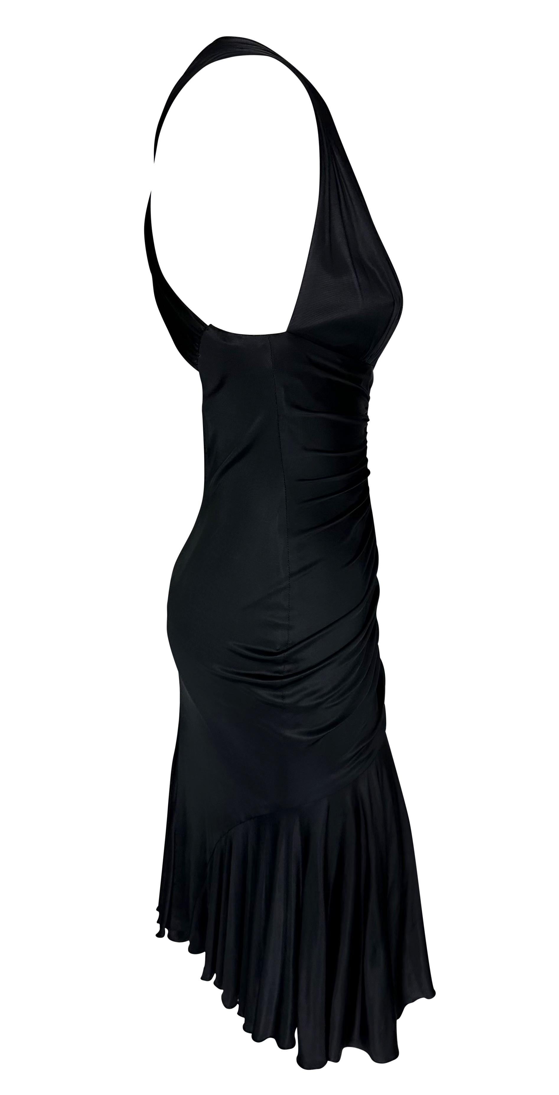 F/W 2006 Versace by Donatella Ruched Black Stretch Viscose Flare Dress 4