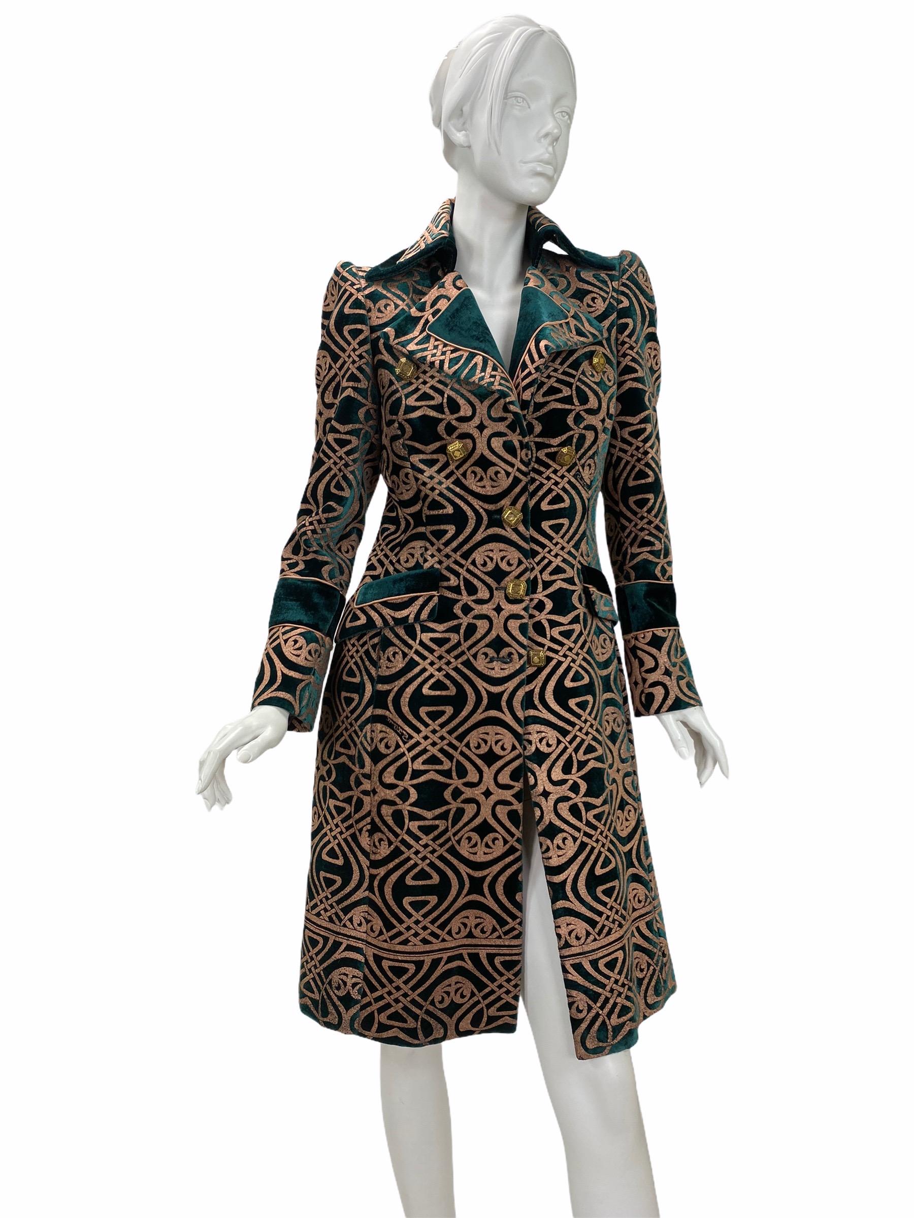 Black F/W 2006 Vintage Roberto Cavalli Brocade Velvet Coat For Sale