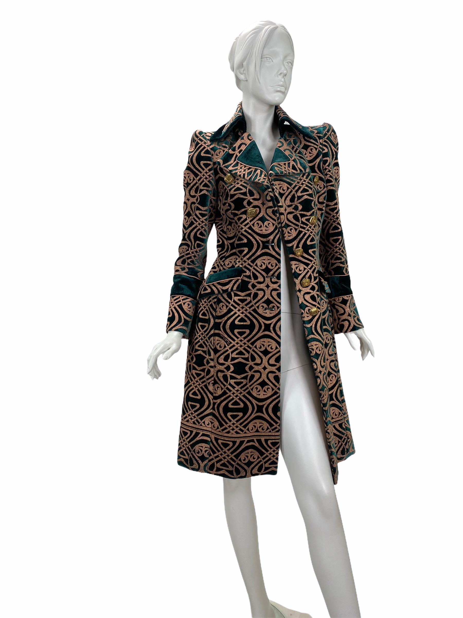 Women's F/W 2006 Vintage Roberto Cavalli Brocade Velvet Coat For Sale