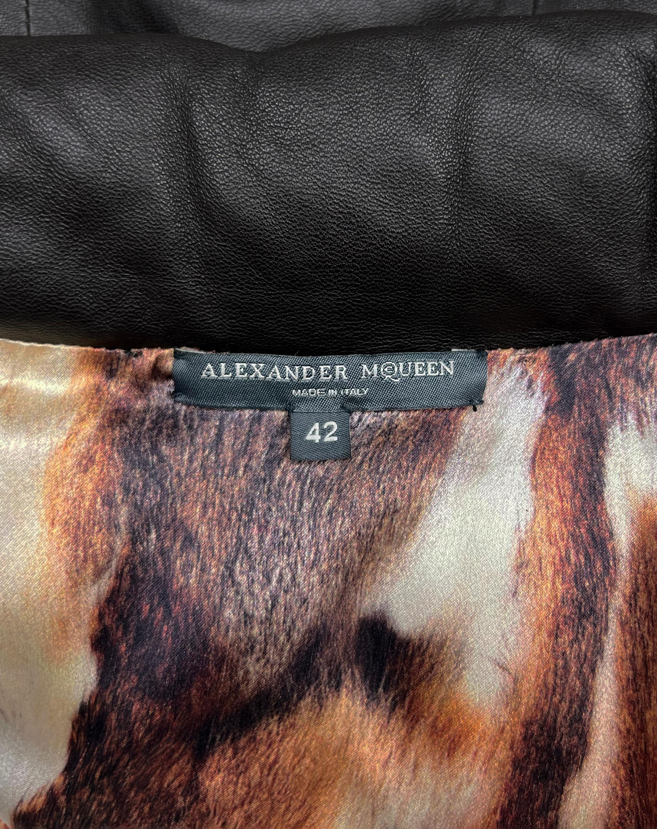 F/W 2007 Alexander McQueen corset down leather jacket with fur hood collection For Sale 2