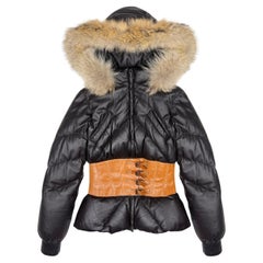 F/W 2007 Alexander McQueen corset down leather jacket with fur hood collection