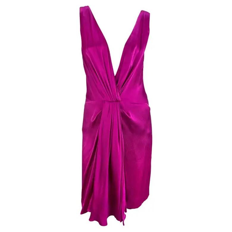 A/I 2007 Christian Dior by John Galliano for Christian Dior, mini abito in seta fucsia con scollatura a goccia
