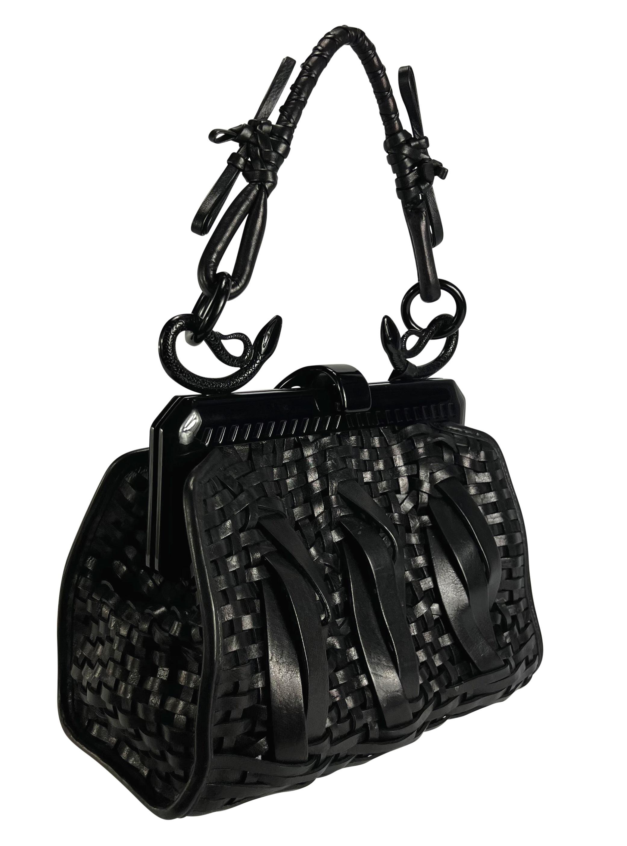 F/W 2007 Christian Dior by John Galliano Samurai 1947 Woven Black Leather Bag  6