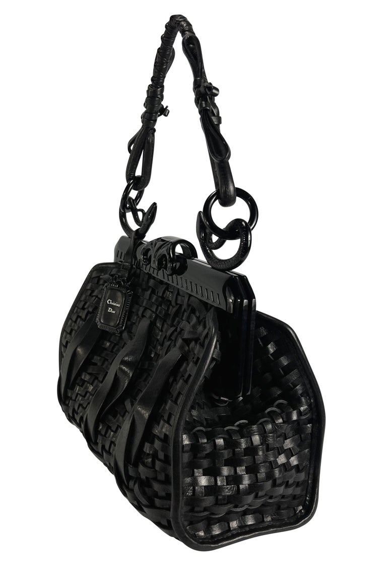 F/W 2007 Christian Dior by John Galliano Samurai 1947 Woven Black Leather Bag  1
