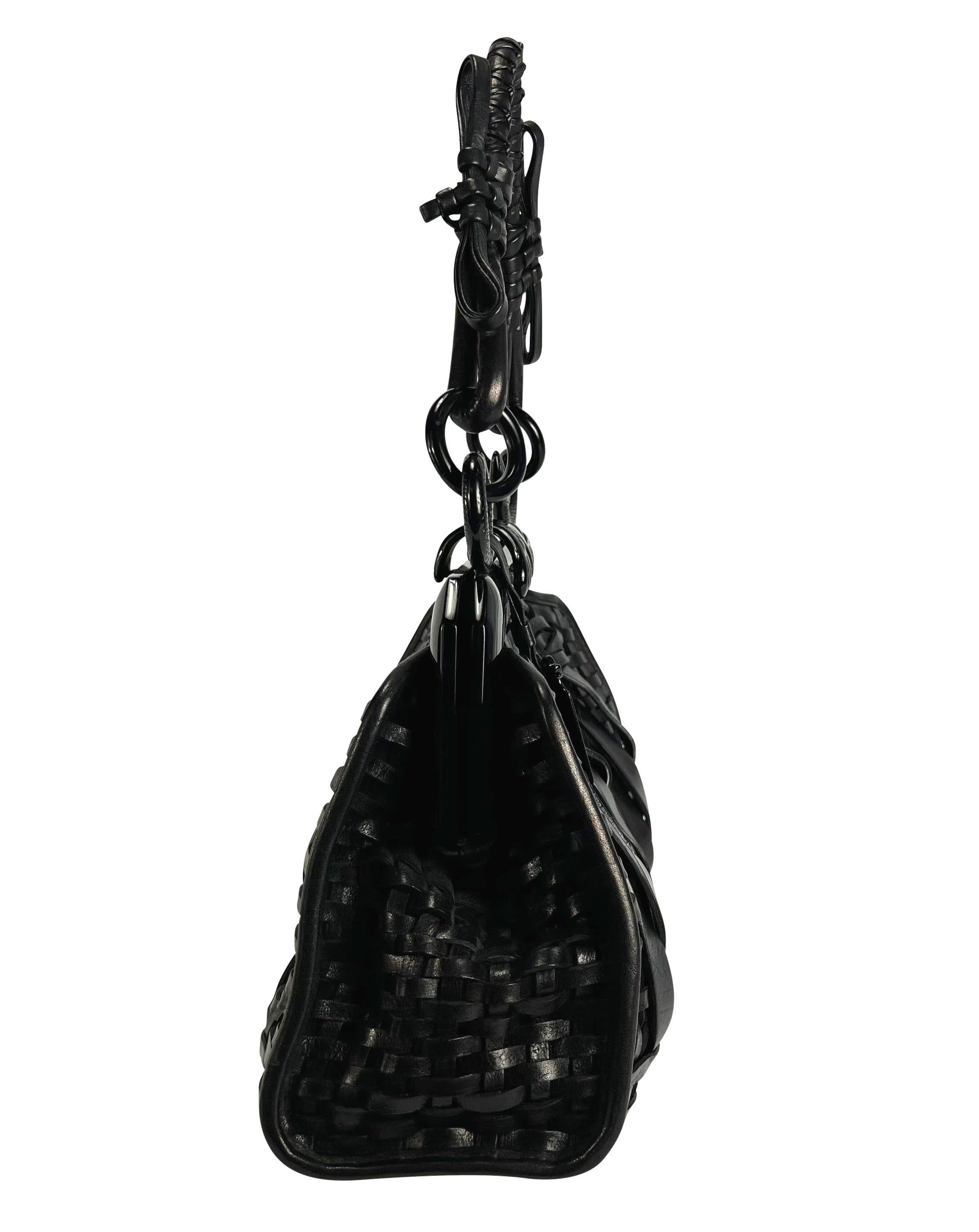 F/W 2007 Christian Dior by John Galliano Samurai 1947 Woven Black Leather Bag  4