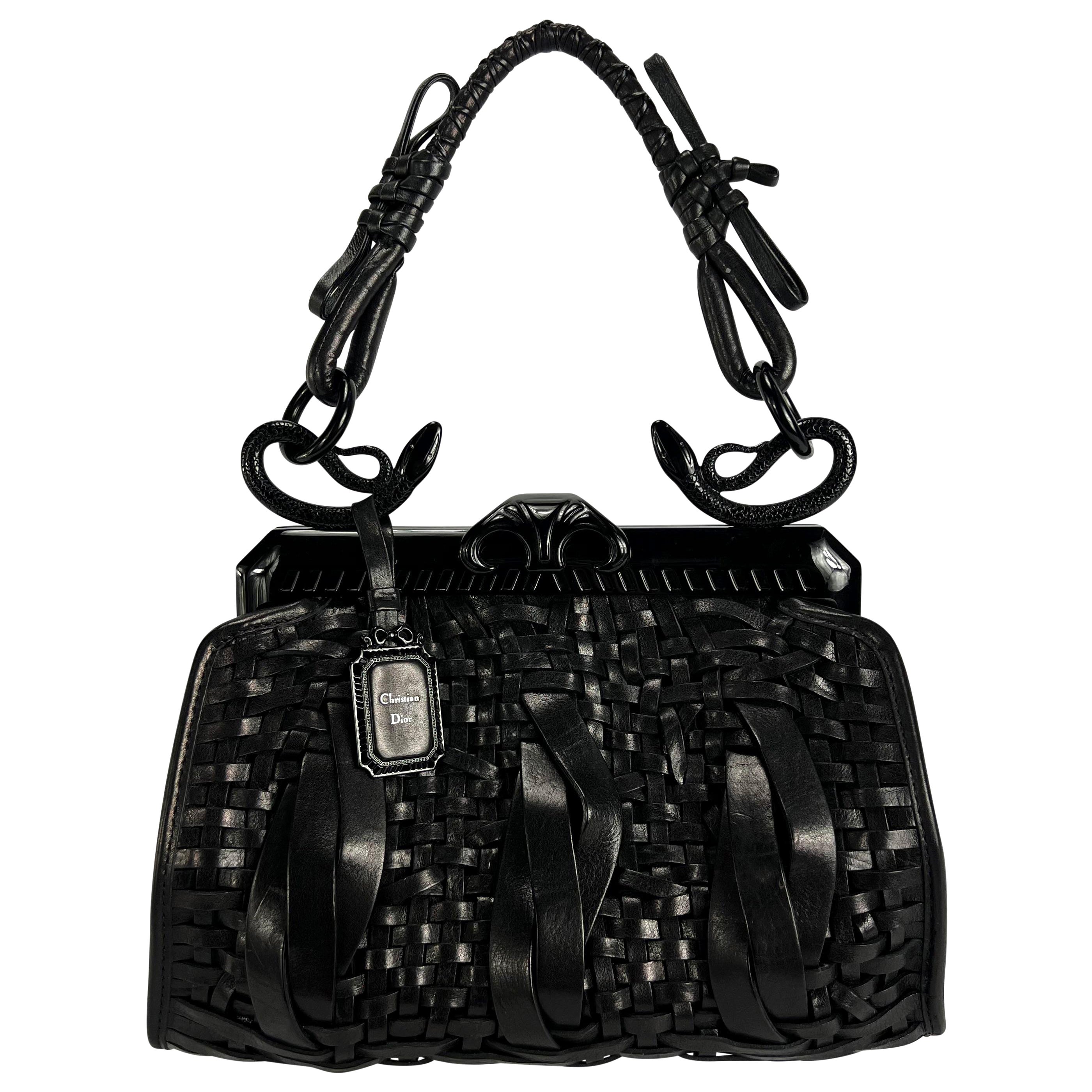 F/W 2007 Christian Dior by John Galliano Samurai 1947 Woven Black Leather Bag