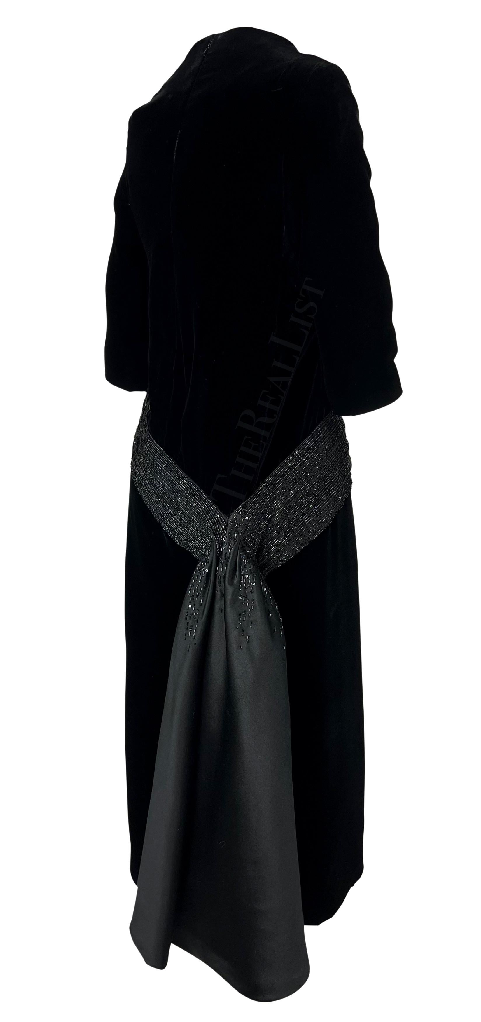 F/W 2007 Christian Dior Haute Couture by John Galliano Black Velvet Beaded Dress For Sale 6