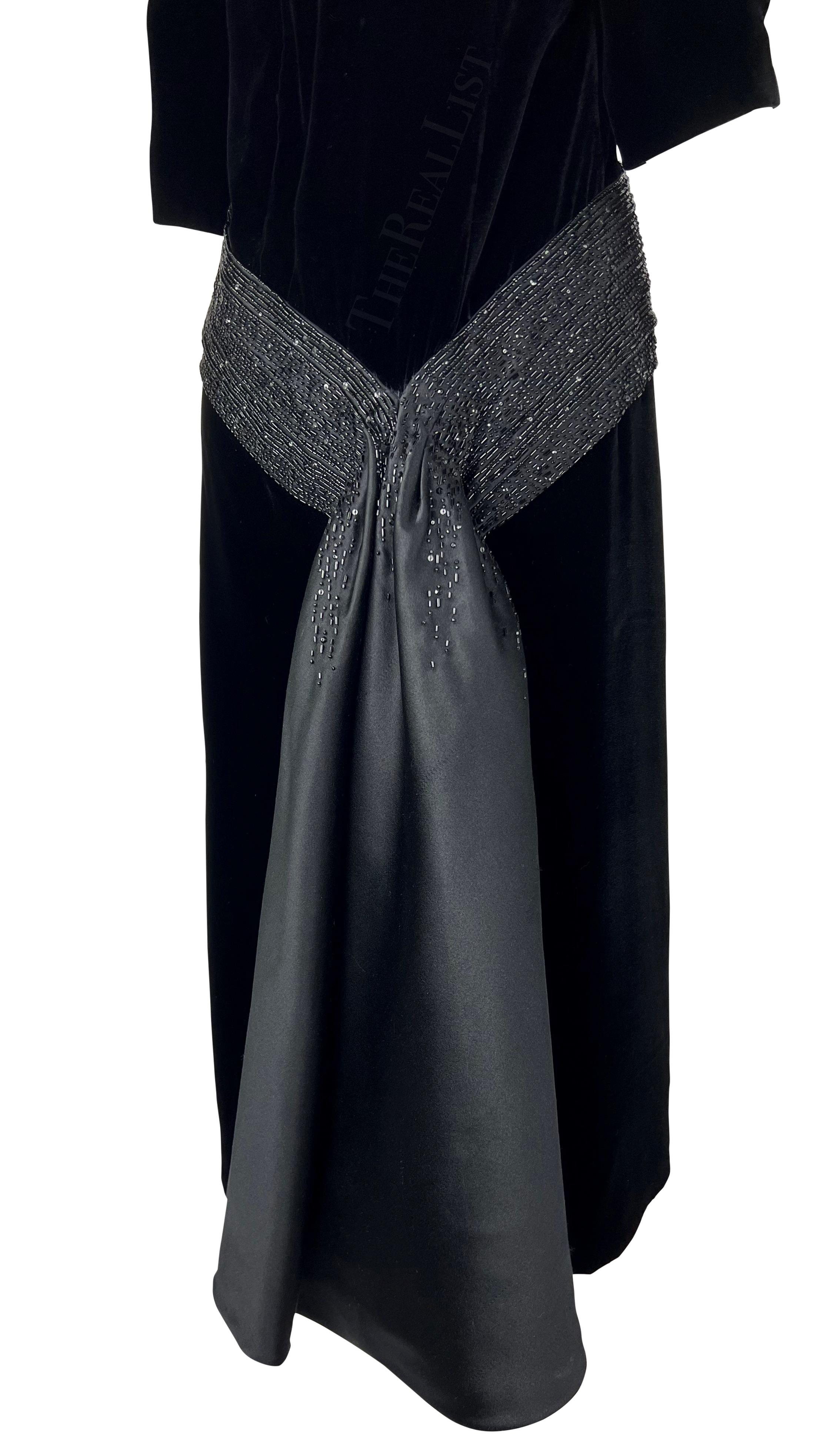 F/W 2007 Christian Dior Haute Couture by John Galliano Black Velvet Beaded Dress For Sale 8