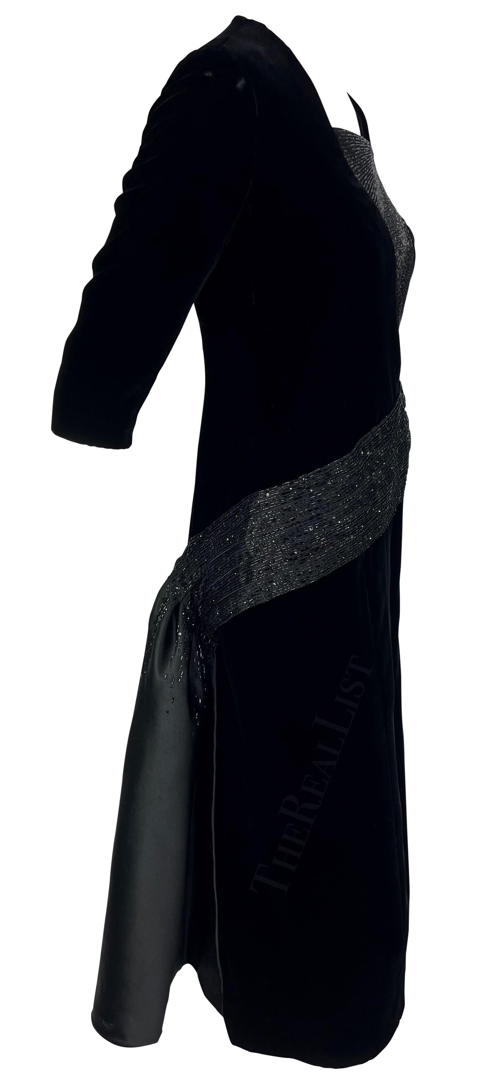 F/W 2007 Christian Dior Haute Couture by John Galliano Black Velvet Beaded Dress For Sale 9