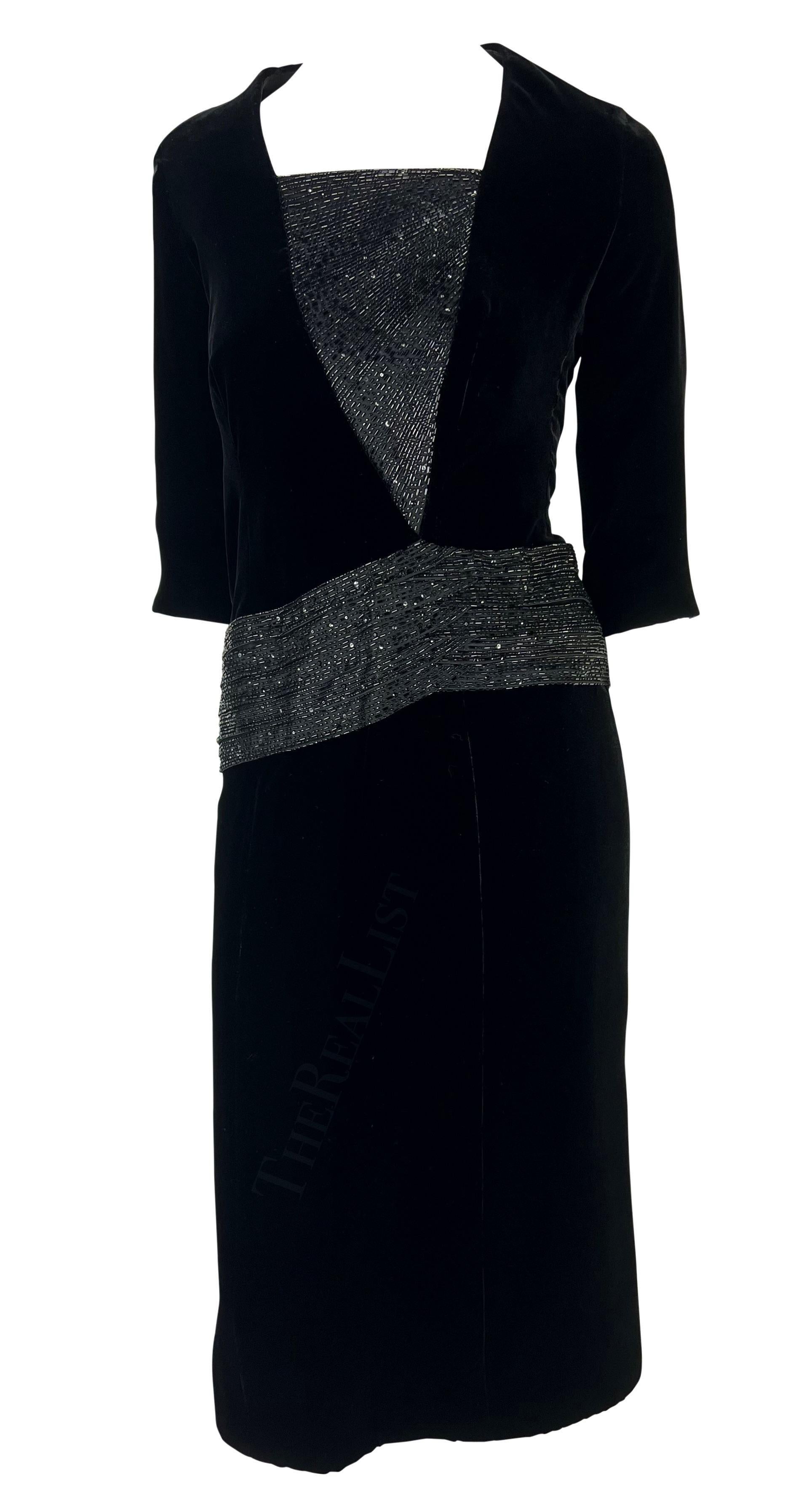 H/W 2007 Christian Dior Haute Couture by John Galliano Schwarzes perlenbesetztes Samtkleid im Angebot 2