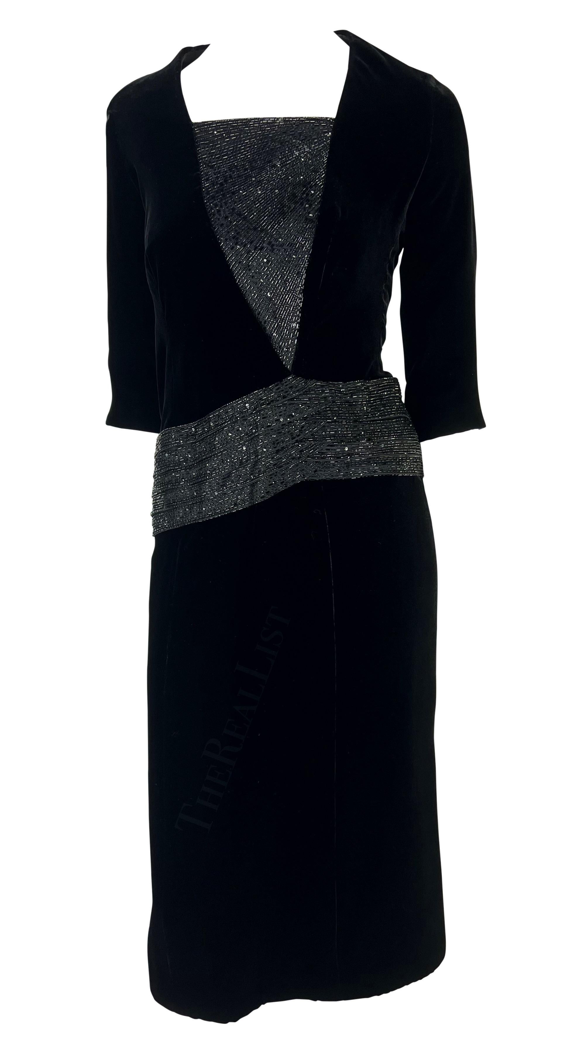 F/W 2007 Christian Dior Haute Couture by John Galliano Black Velvet Beaded Dress For Sale 2