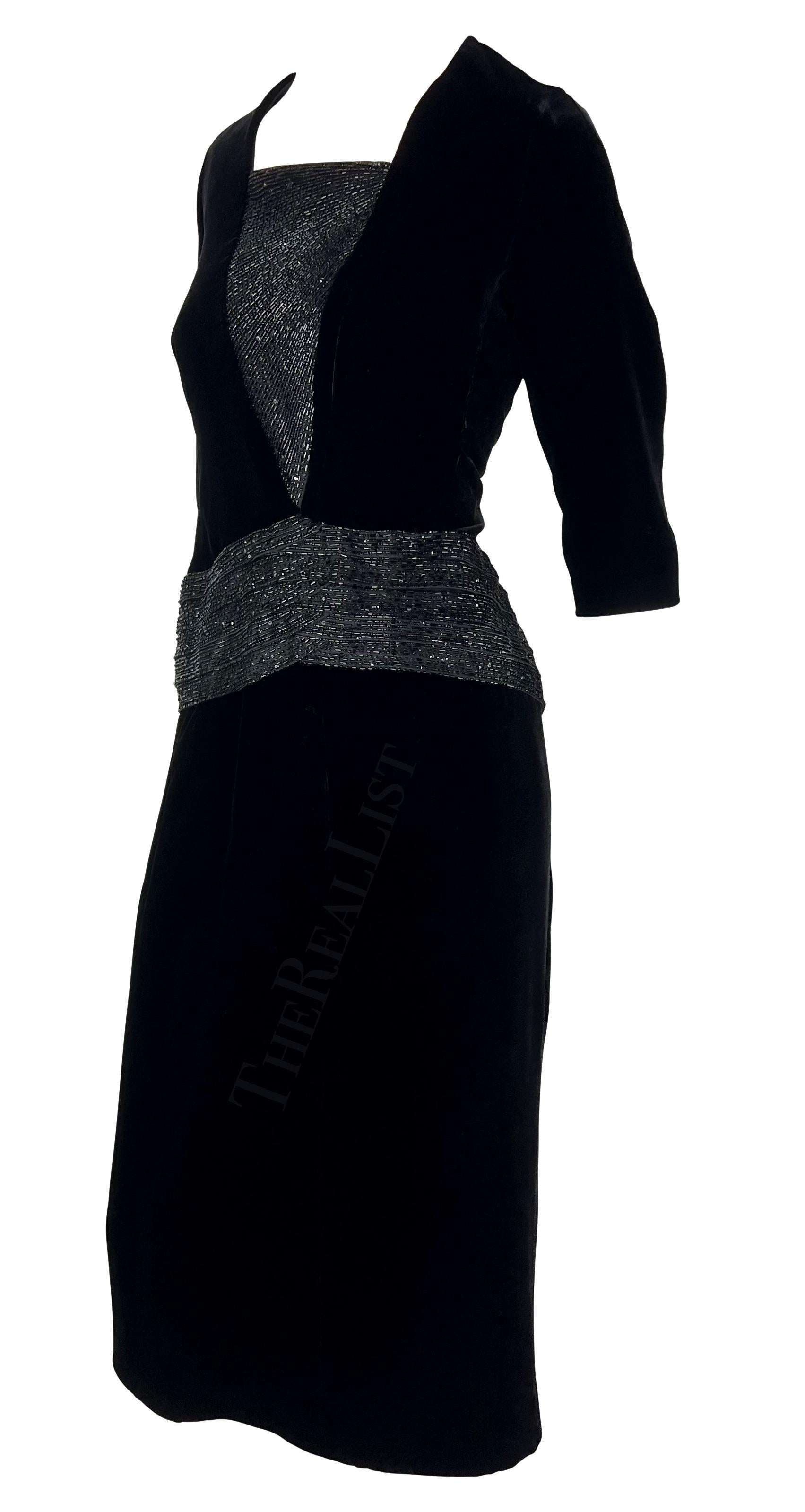 F/W 2007 Christian Dior Haute Couture by John Galliano Black Velvet Beaded Dress For Sale 3
