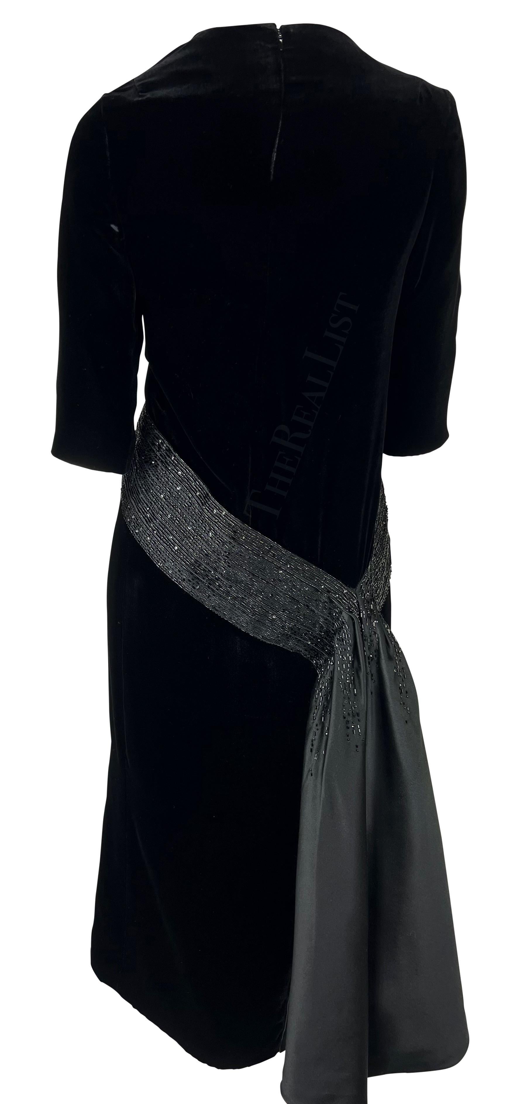 F/W 2007 Christian Dior Haute Couture by John Galliano Black Velvet Beaded Dress For Sale 5