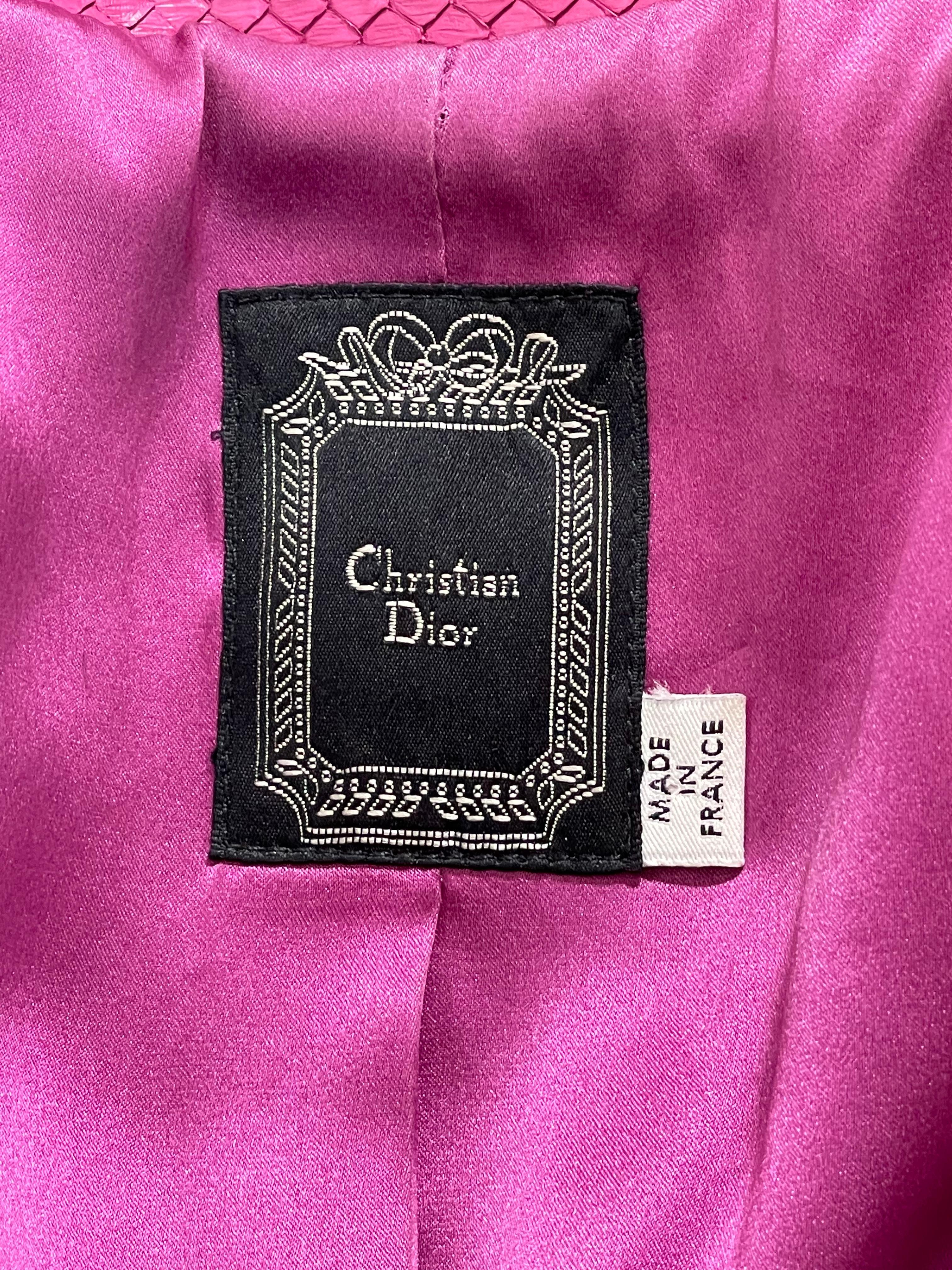 F/W 2007 Christian Dior John Galliano Runway Hot Pink Python 60's Short Jacket In Good Condition In Yukon, OK