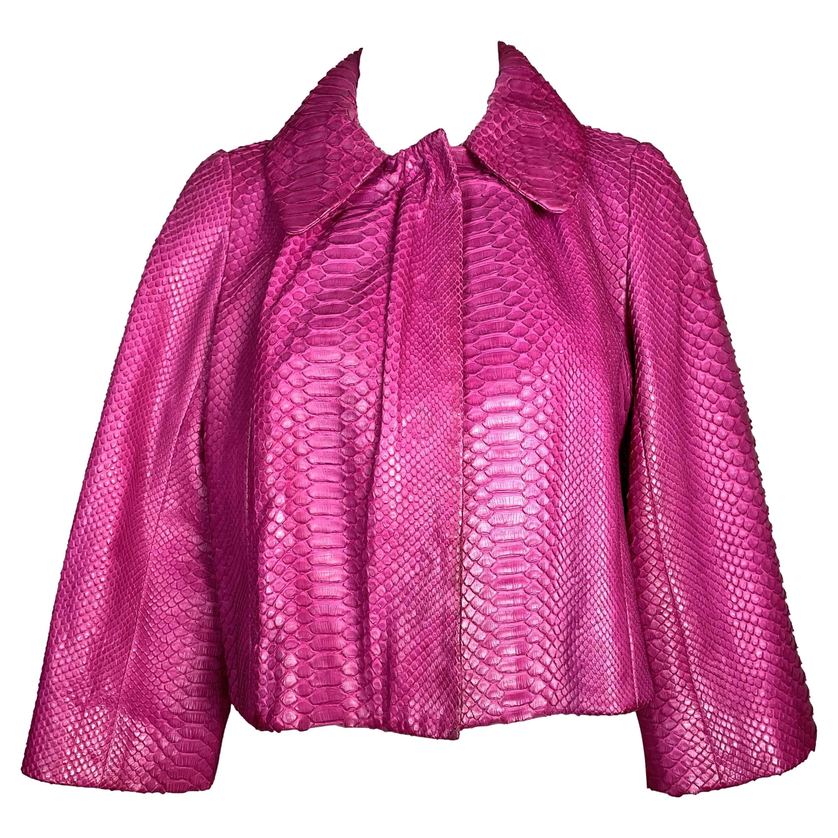 F/W 2007 Christian Dior John Galliano Runway Hot Pink Python 60's Short  Jacket