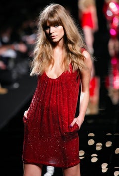 F/W 2007 Emanuel Ungaro by Dundas Runway Rhinestone Ruby Red Mini Dress