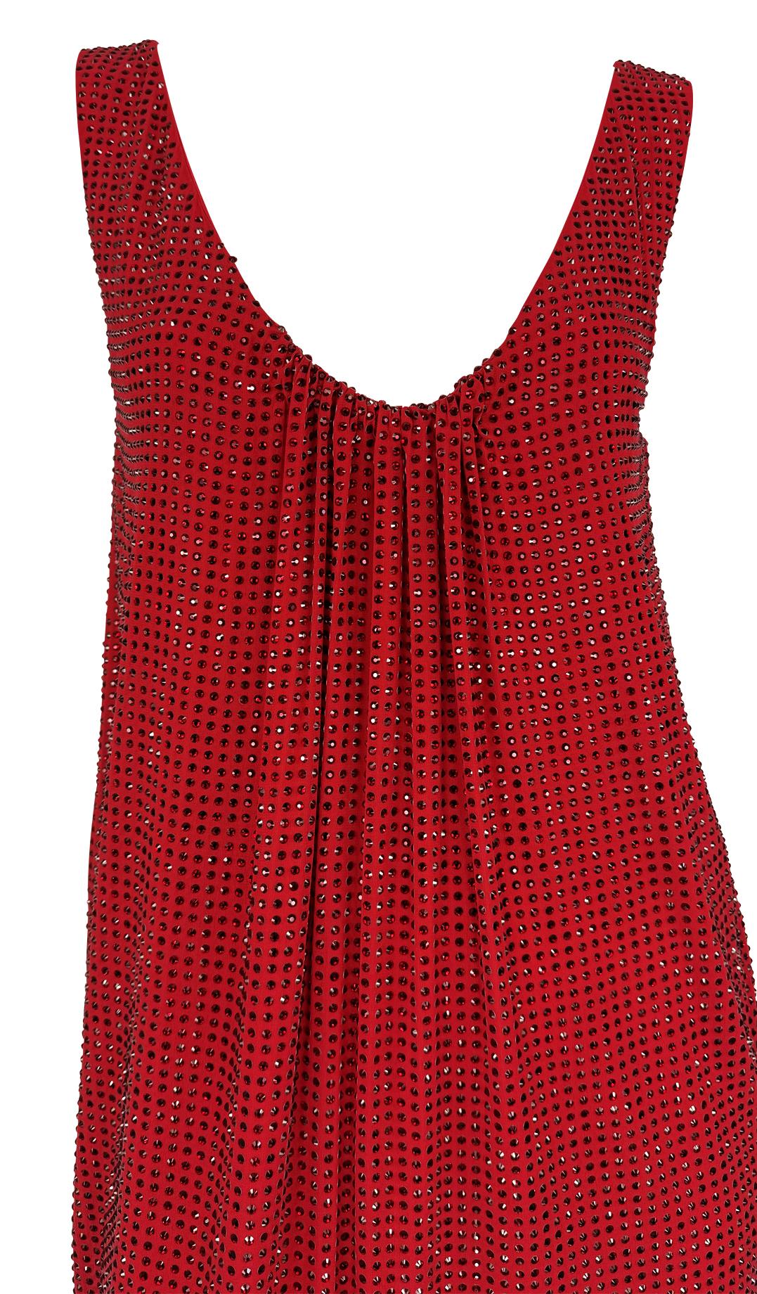 F/W 2007 Emanuel Ungaro by Dundas Pasarela Mini Vestido Rojo Rubí con Pedrería en Excelente estado para la venta en West Hollywood, CA