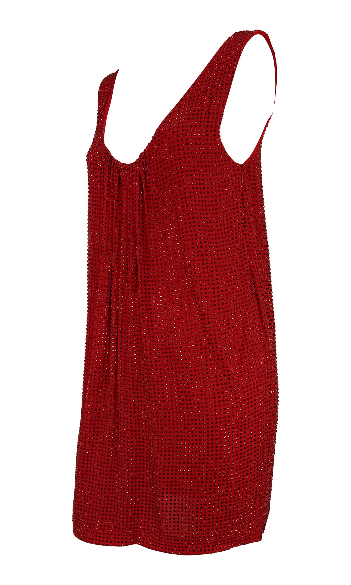 F/W 2007 Emanuel Ungaro by Dundas Pasarela Mini Vestido Rojo Rubí con Pedrería en venta 2