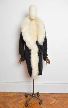F/W 2007 John Galliano lange Mohair-Strickjacke mit riesigem Kragen aus mongolischem Lamm