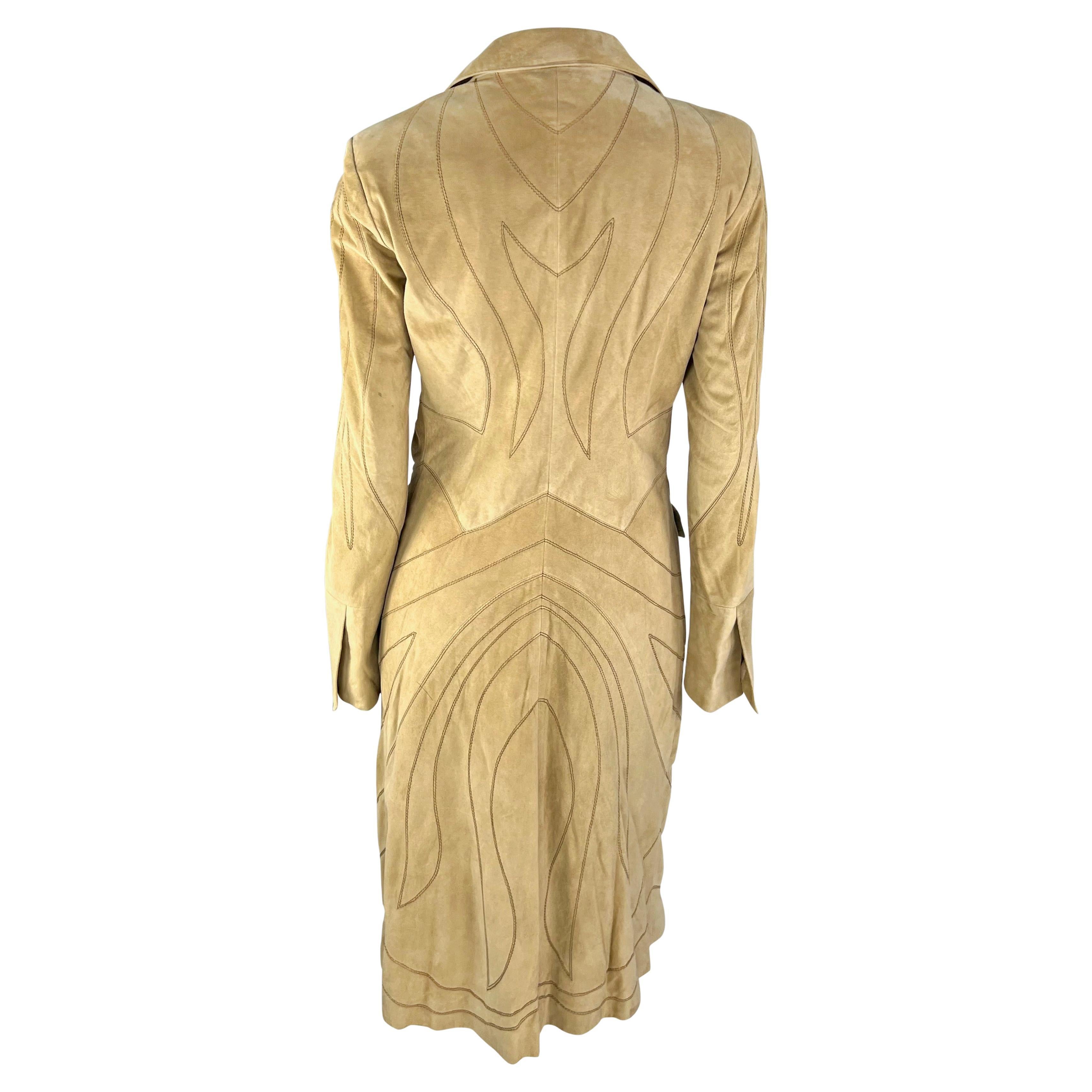 F/W 2007 Roberto Cavalli Light Suede Western Embroidered Panel Coat For Sale 1