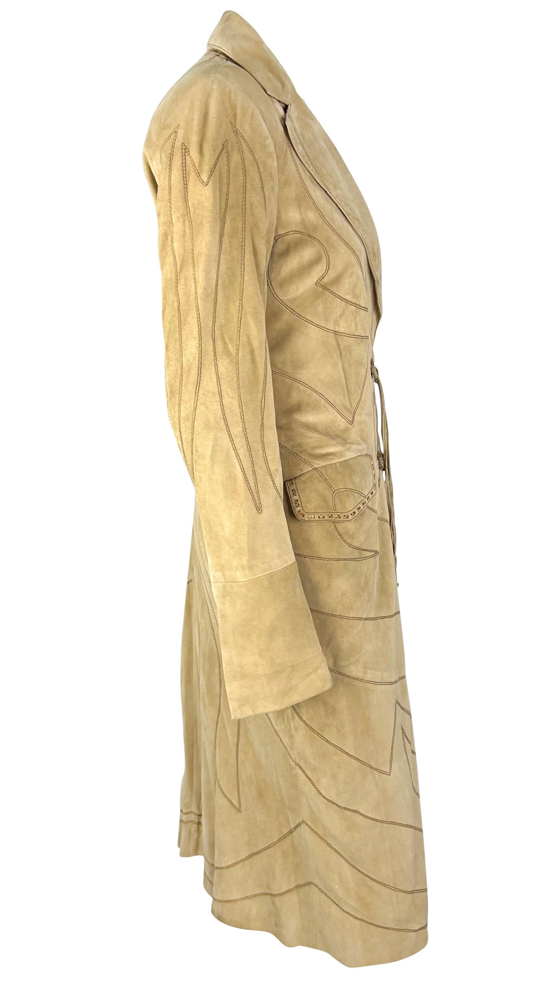 F/W 2007 Roberto Cavalli Light Suede Western Embroidered Panel Coat For Sale 2