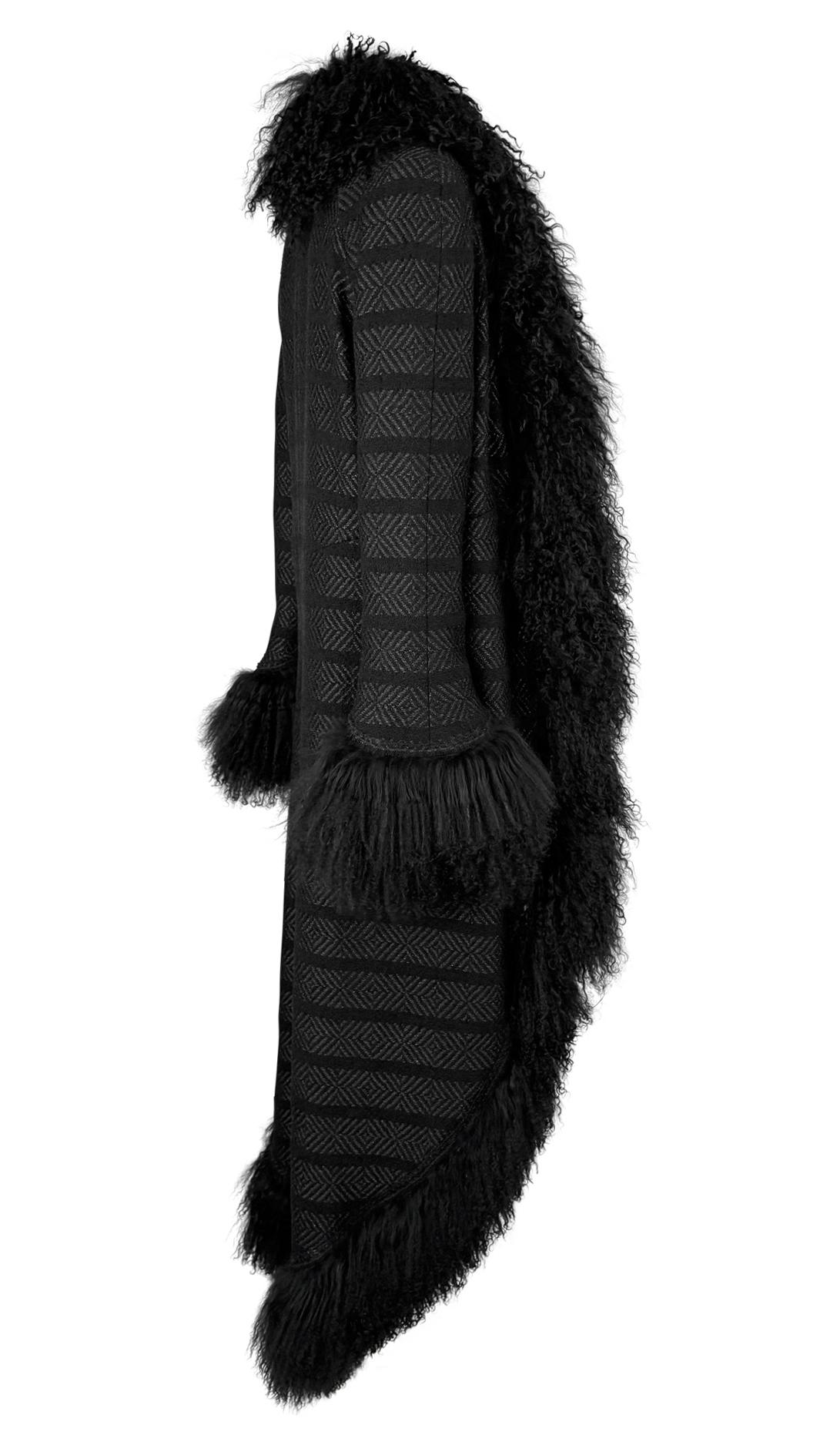 F/W 2008 Chanel by Karl Lagerfeld Mongolian Lamb Fur Trim Metallic Tweed Coat For Sale 5