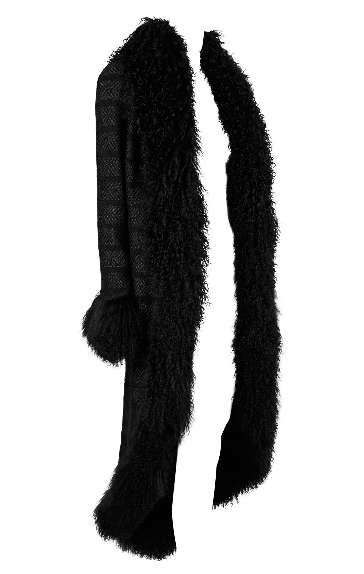 F/W 2008 Chanel by Karl Lagerfeld Mongolian Lamb Fur Trim Metallic Tweed Coat For Sale 6