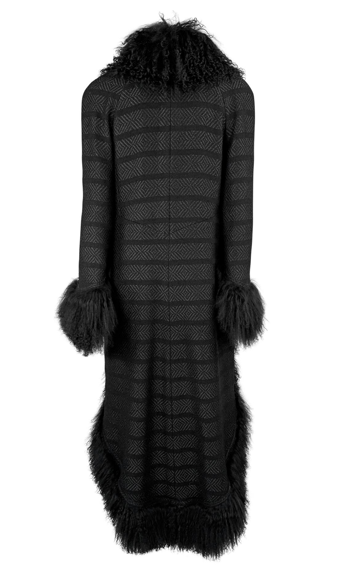 F/W 2008 Chanel by Karl Lagerfeld Mongolian Lamb Fur Trim Metallic Tweed Coat For Sale 4