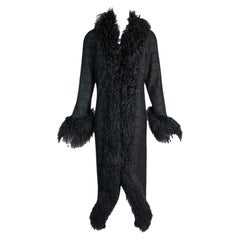 F/W 2008 Chanel Runway Black Metallic Tweed Shearling Fur Coat Jacket