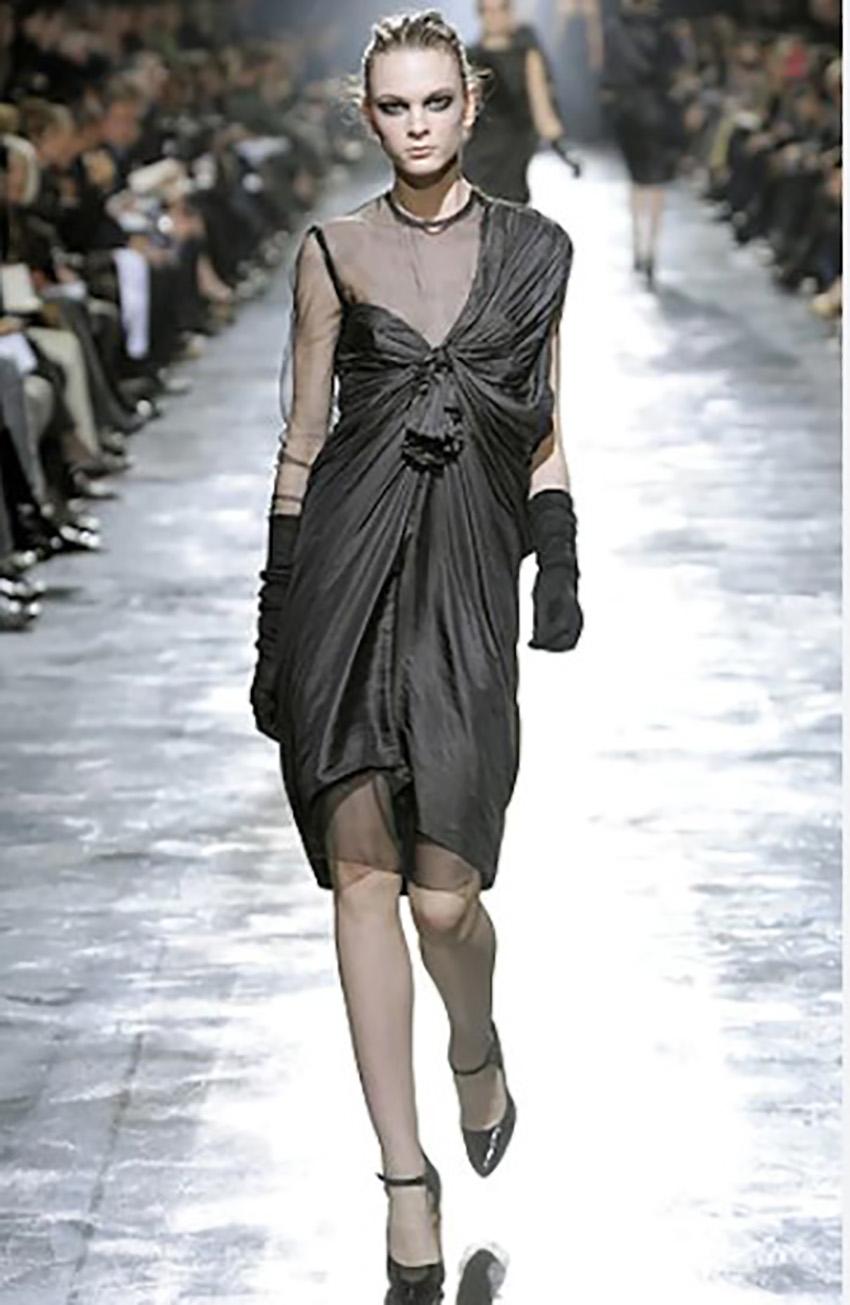 LANVIN 

Collection F/W 2008

An unusual evening dress from the runway collection of the famous brand Lanvin will certainly create the most spectacular and memorable evening look. 
An asymmetrical model with a translucent one-shoulder top is