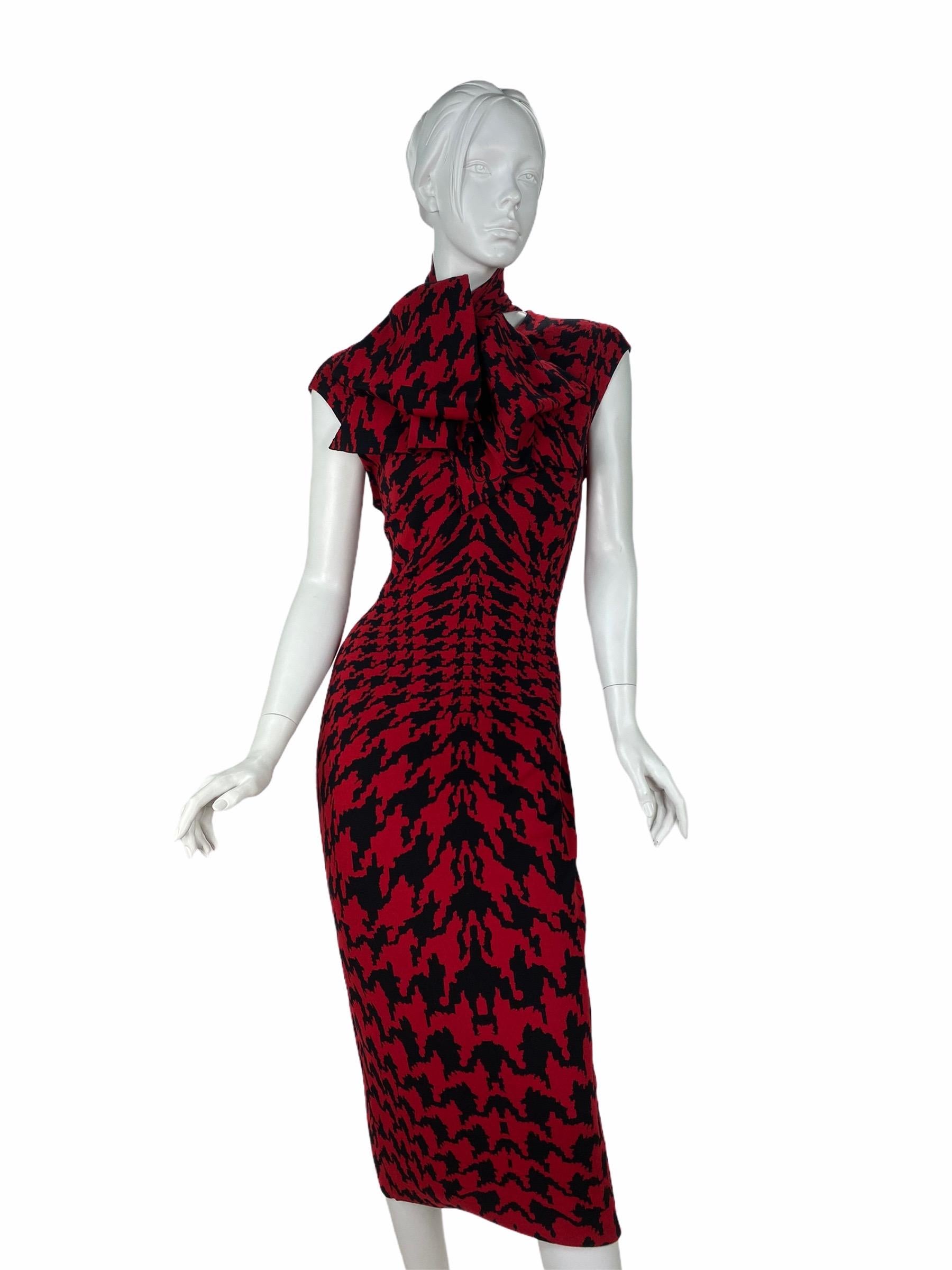 F/W 2009 Iconic Alexander Mcqueen houndstooth print knit dress at 