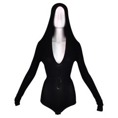 F/W 2009 Runway Maison Martin Margiela Semi-Sheer Black Hooded L/S Bodysuit Top