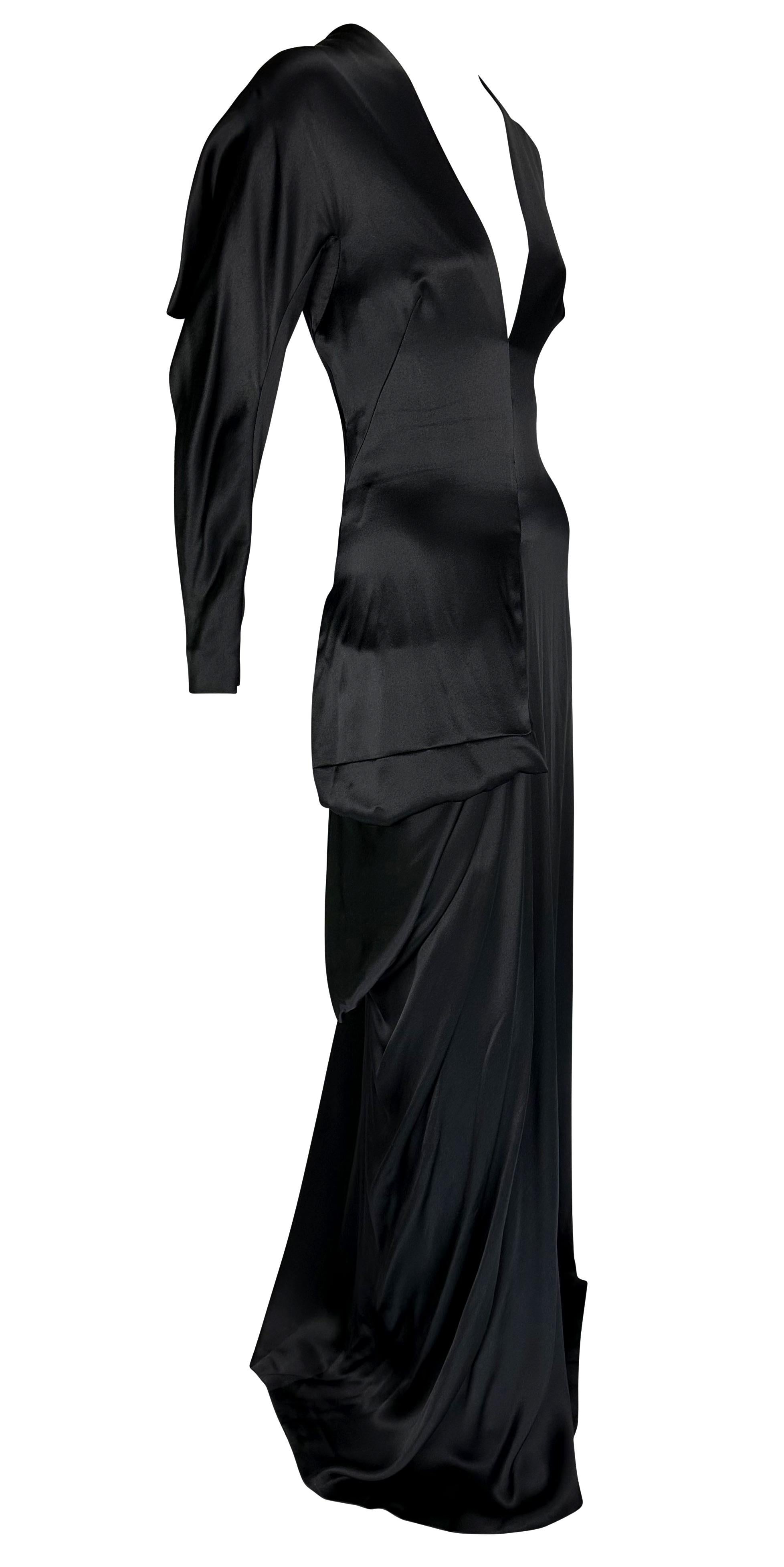 F/W 2010 Alexander McQueen Angels & Demons Asymmetric Structural Black Silk Gown In Excellent Condition For Sale In West Hollywood, CA