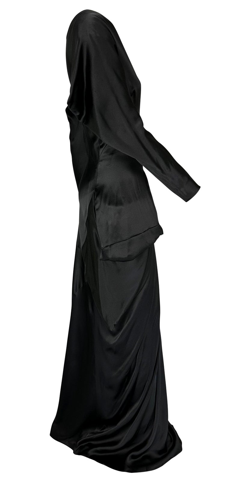 Women's F/W 2010 Alexander McQueen Angels & Demons Asymmetric Structural Black Silk Gown For Sale