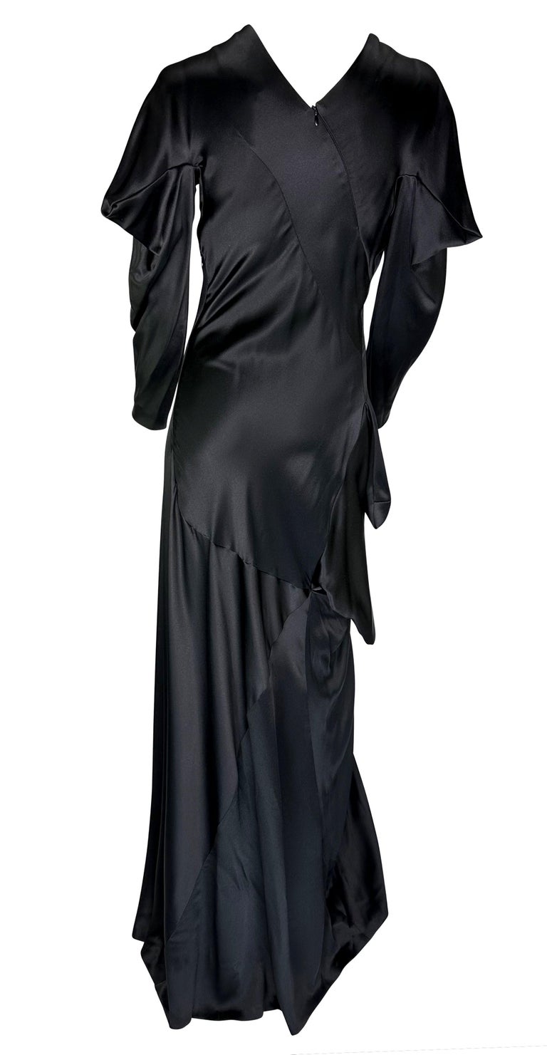 F/W 2010 Alexander McQueen Angels & Demons Asymmetric Structural Black Silk Gown For Sale 2