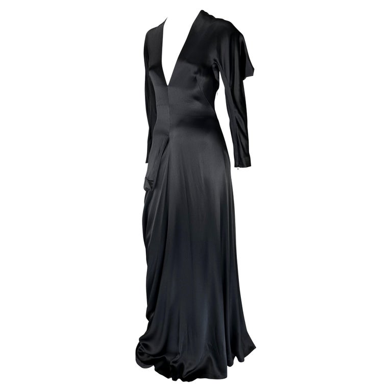 F/W 2010 Alexander McQueen Angels & Demons Asymmetric Structural Black Silk Gown For Sale