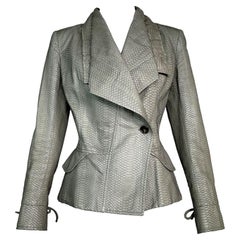 F/W 2010 Christian Dior John Galliano Runway Gray Snakeskin Short Jacket
