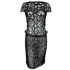 F/W 2010 Gucci Runway Sheer Black Sequin Embellished Mesh Mini Dress