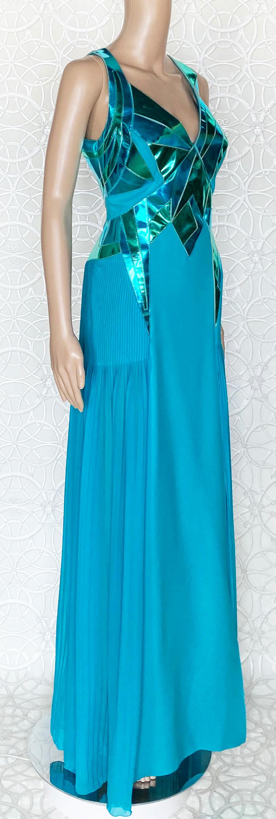 Women's or Men's F/W 2010 Look # 38 VERSACE EMBELLISHED GOWN DRESS in BLUE 44 - 8 For Sale