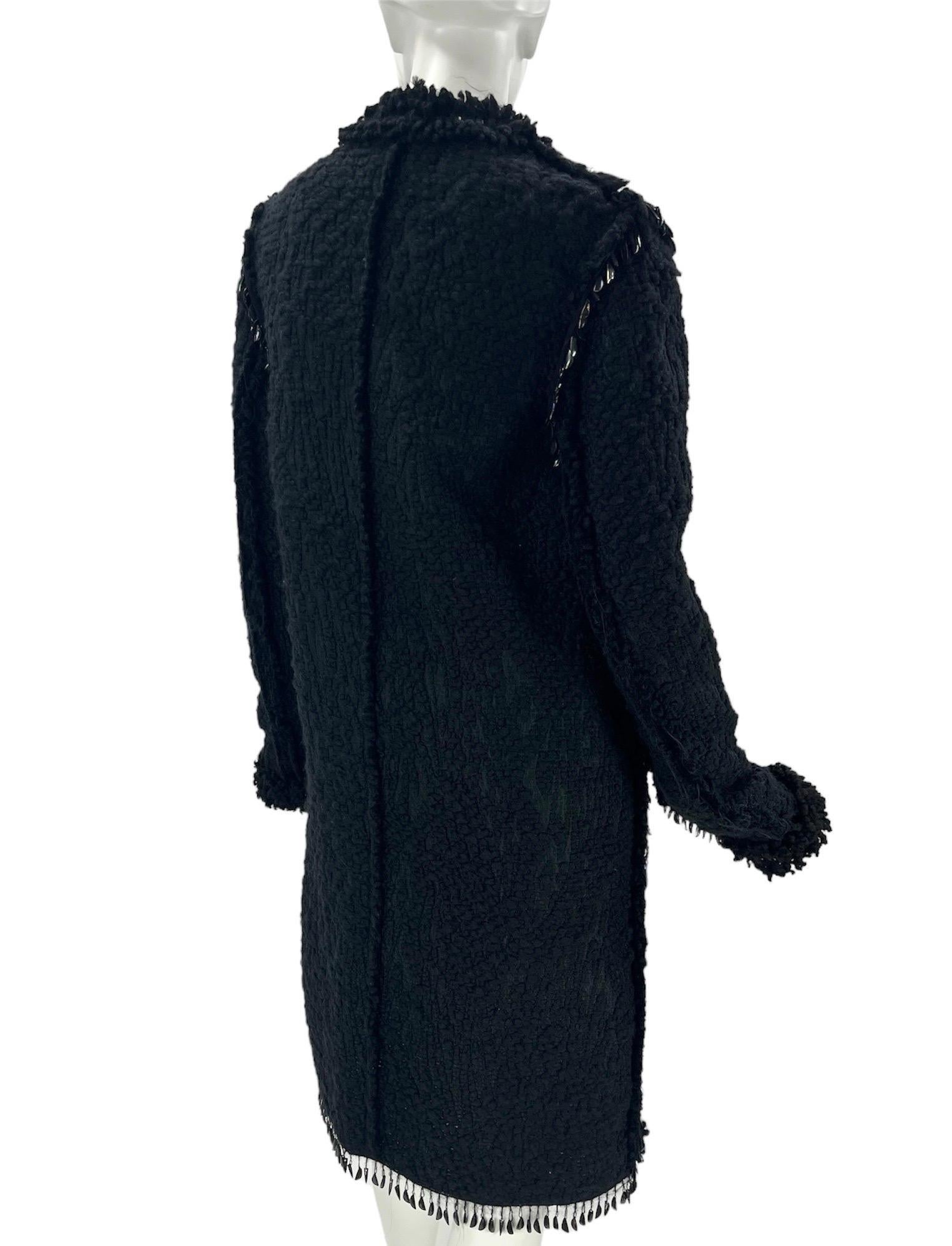 F/W 2010 Vintage Lanvin black embellished boucle tweed coat 40 - 8 NWT For Sale 2