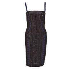 F/W 2011 look # 35 NEW VERSACE BLACK SNAKESKIN LEATHER DRESS 42 - 6