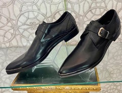 F/W 2011 look # 36 NEW VERSACE BLACK LEATHER SHOES with BUCKLE44 - 11