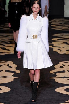 F/W 2011 Look #37 VERSACE WHITE PYTHON BELT with GOLD TONE CROSS BUCKLE 65/26