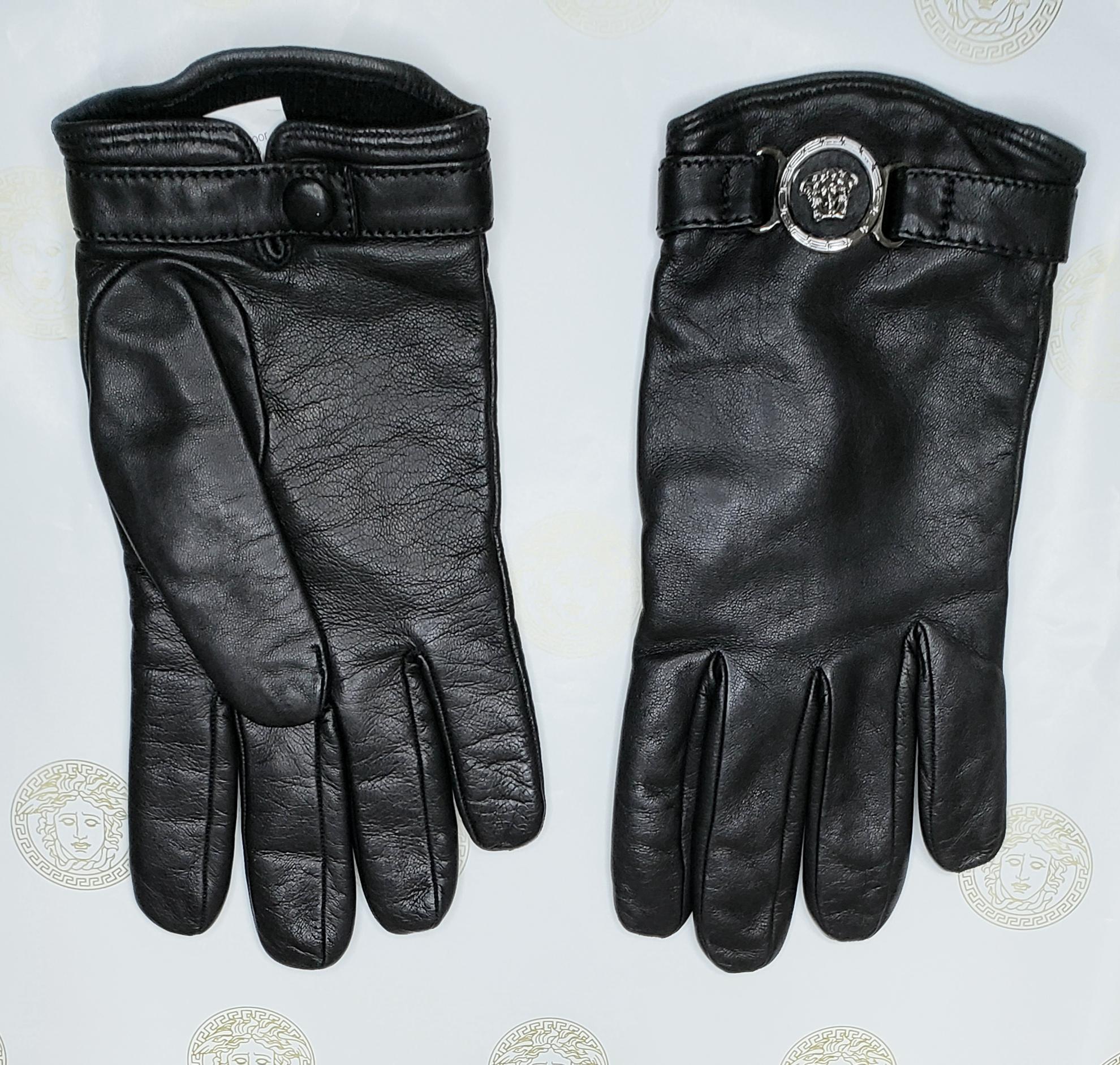 versace leather gloves