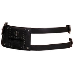 F/W 2011 Look #7 VERSACE BLACK LEATHER STUDDED BELT with MEDUSA BUCKLE