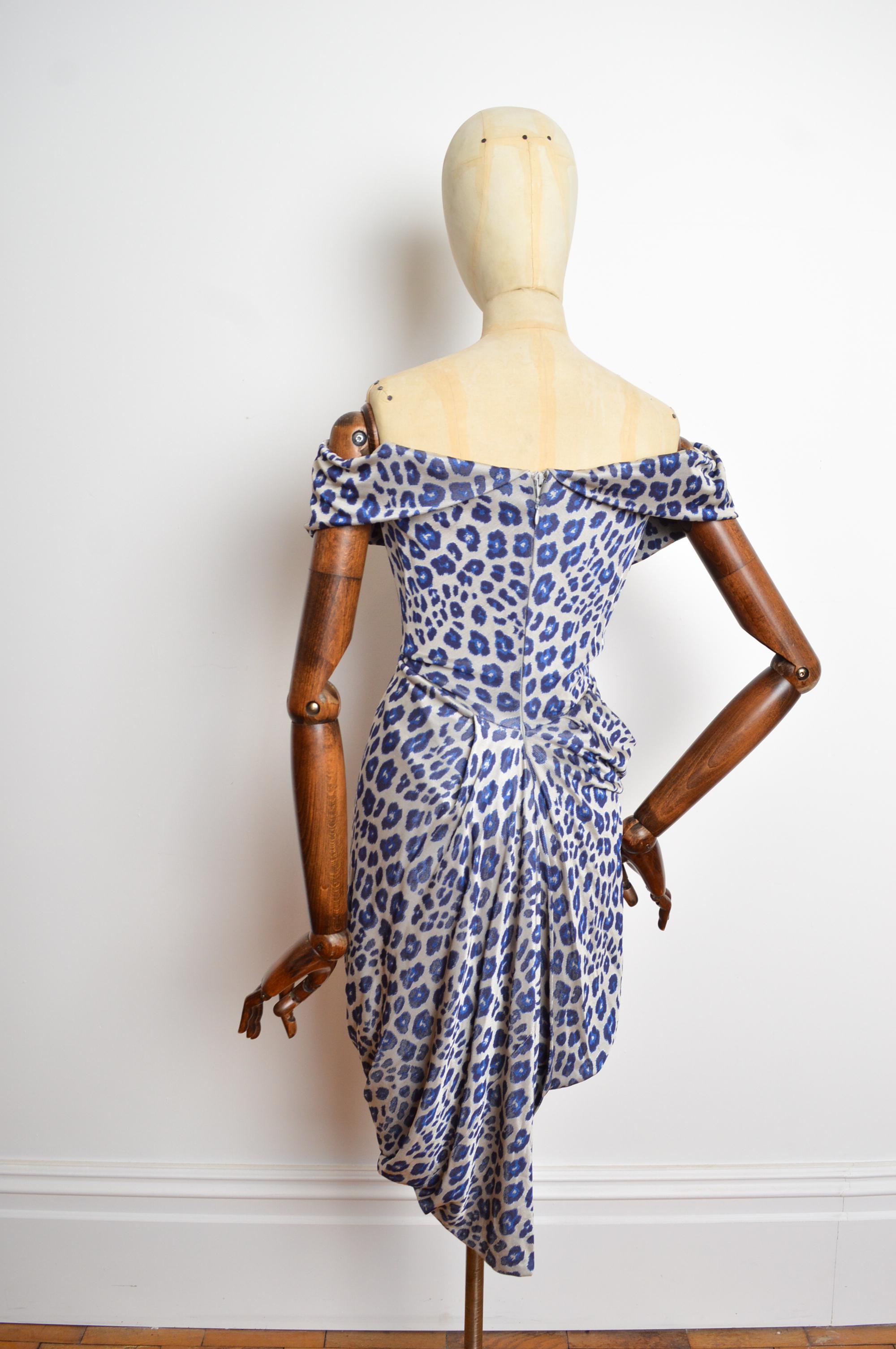 F/W 2011 Vivienne Westwood Blue leopard print corset fitted cocktail dress 6