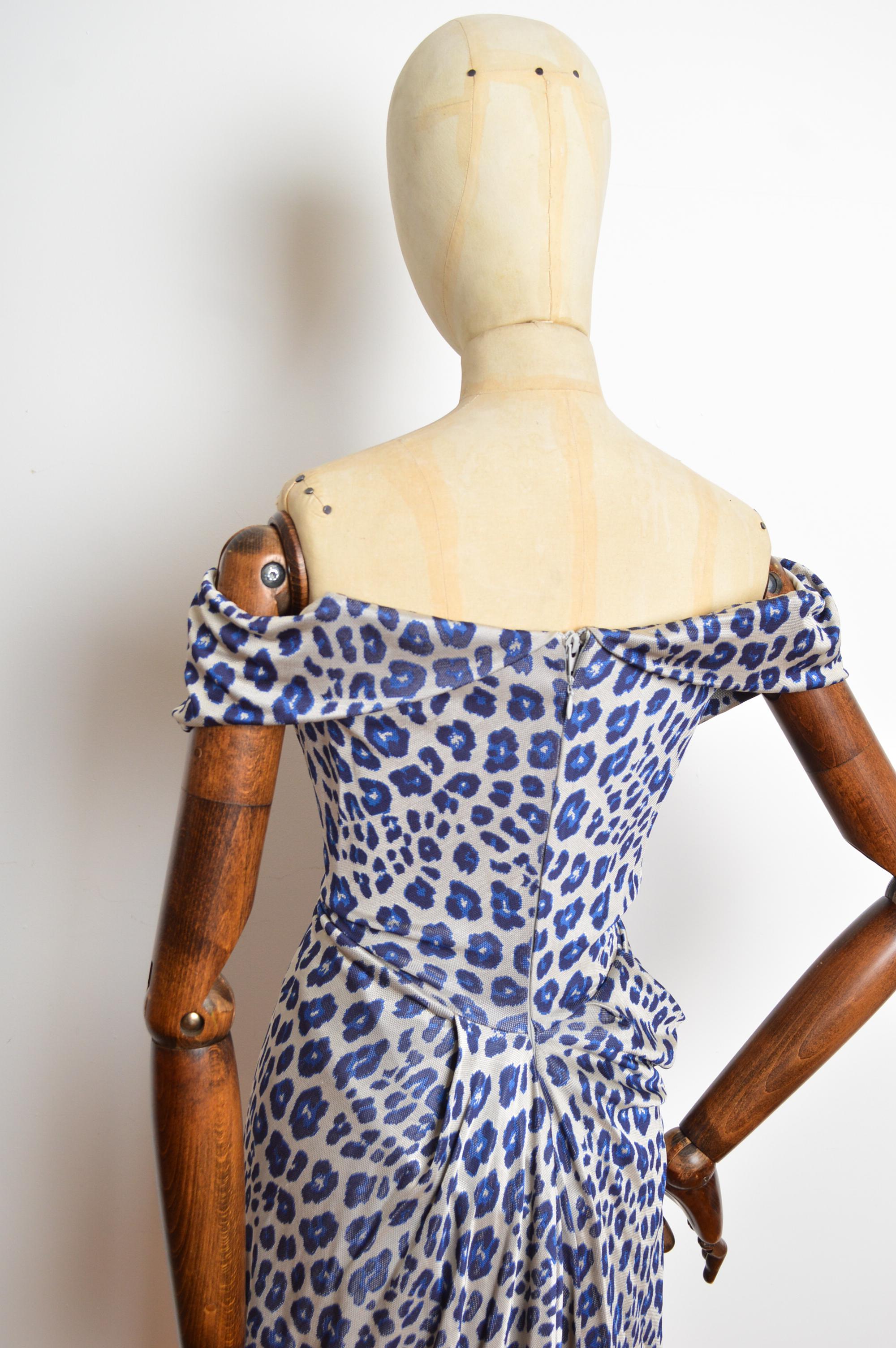 F/W 2011 Vivienne Westwood Blue leopard print corset fitted cocktail dress 7