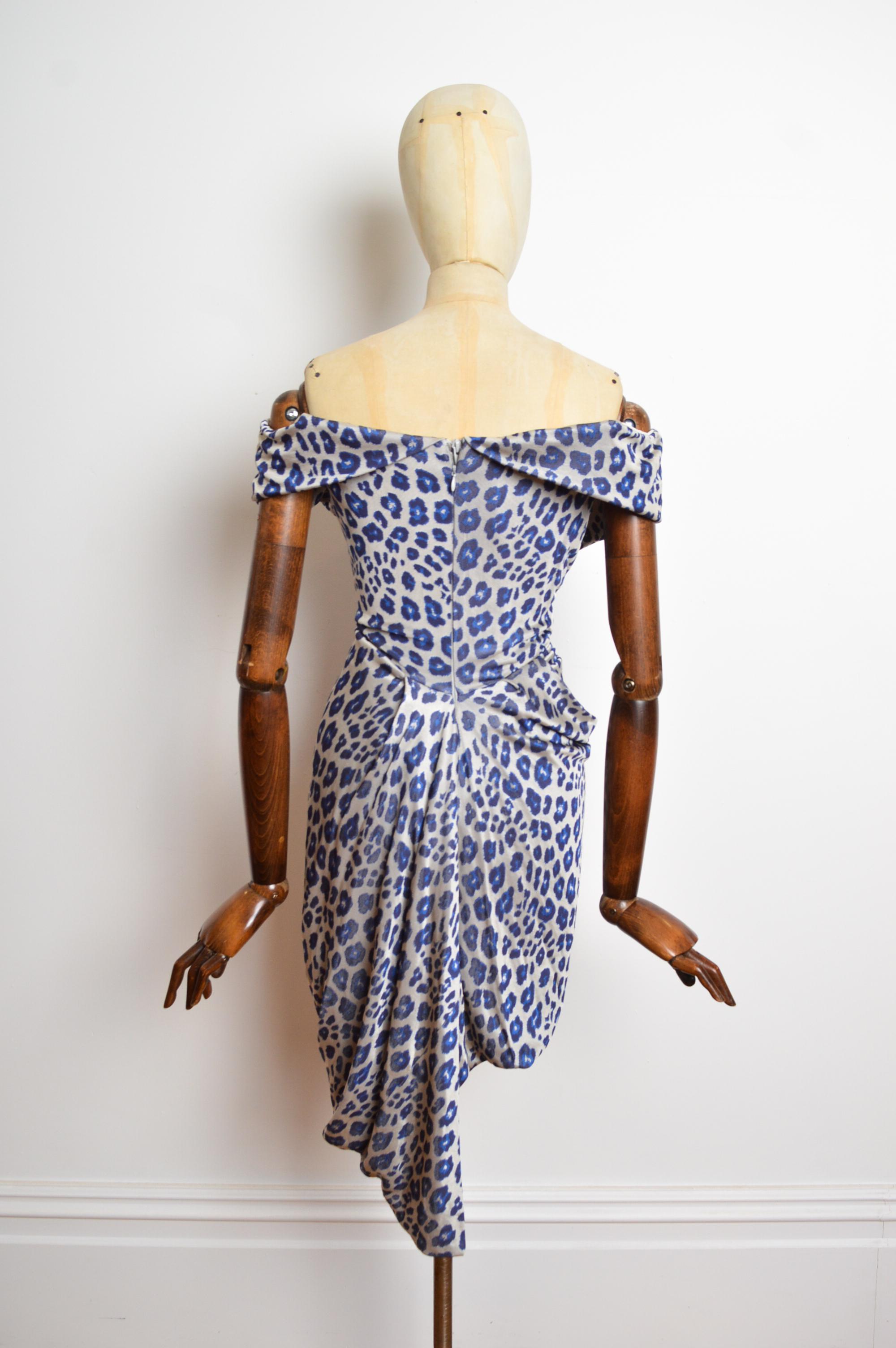 F/W 2011 Vivienne Westwood Blue leopard print corset fitted cocktail dress 10